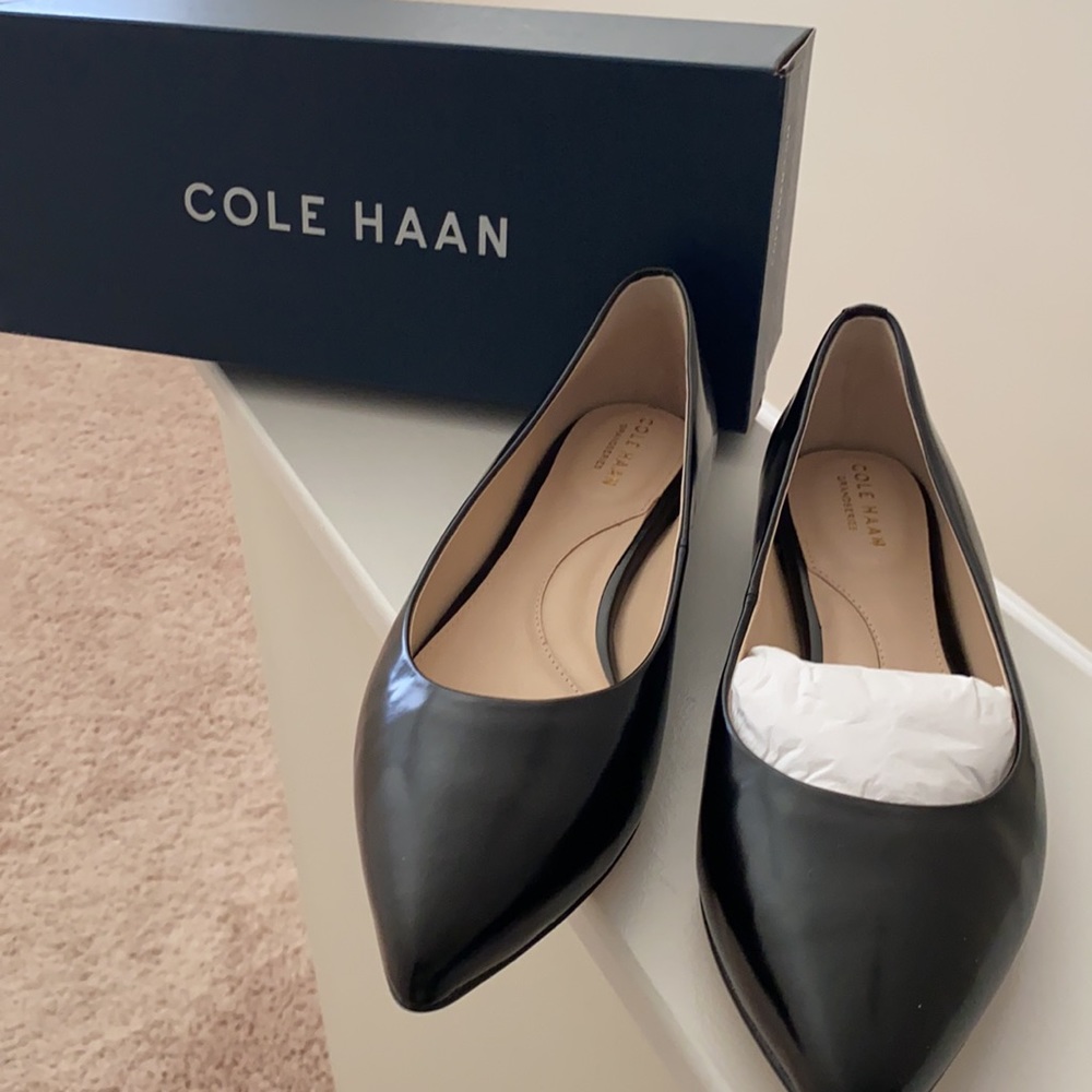 Cute Cole Haan Black leather flats. Never worn.